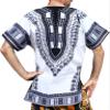 RaanPahMuang Traditional African Dashiki Shirt in Light Thin Grade Batik Cotton, 7X-Large, White Black view 2