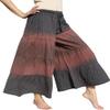 RaanPahMuang Wide Leg Stepped Stitch Layed Striped Cotton Inked Ladies Pants, Small, Dark Brown view 1