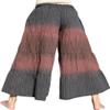 RaanPahMuang Wide Leg Stepped Stitch Layed Striped Cotton Inked Ladies Pants, Small, Dark Brown view 2