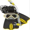 Cressi Palau SAF Snorkeling Set - Yellow, M/L | US Man 8.5/11 | US Lady 9.5/12 - Tempered Glass Snorkel Mask & Dry-Top Snorkel - Open-Heel Adjustable Snorkeling Fins view 1