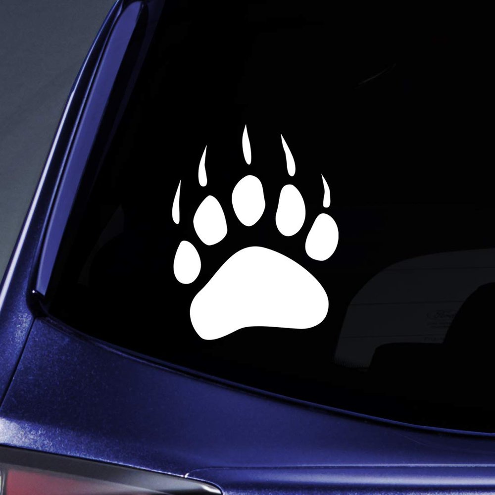 Bargain Max Decals Bear Paw Sticker Decal Notebook Car Laptop 5.5" (White)