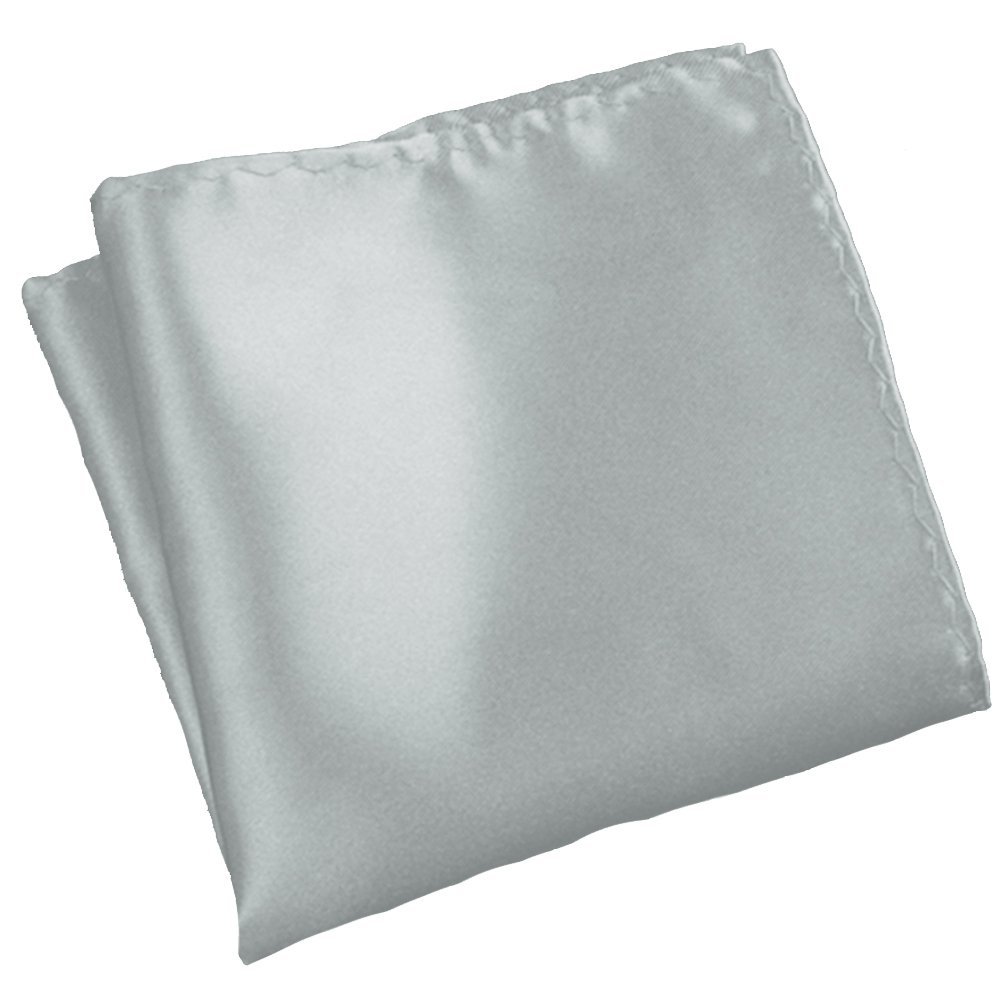 Flairs New York Gentleman's Essentials Weekend Casual White Pocket Square (Platinum Silver [Silky Smooth])