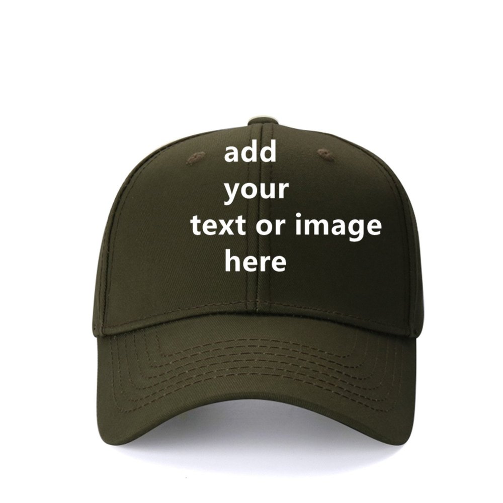 Custom Baseball Cap for Men Women - Personalized Hat Text/Logo/Image, Customized Adjustable Trucker Caps Casual Sun Peak Hat Travel & Gifts Army Green
