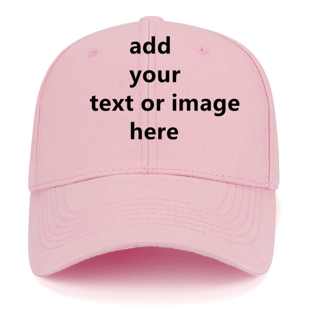 Custom Baseball Cap for Men Women - Personalized Hat Text/Logo/Image, Customized Adjustable Trucker Caps Casual Sun Peak Hat Travel & Gifts Pink