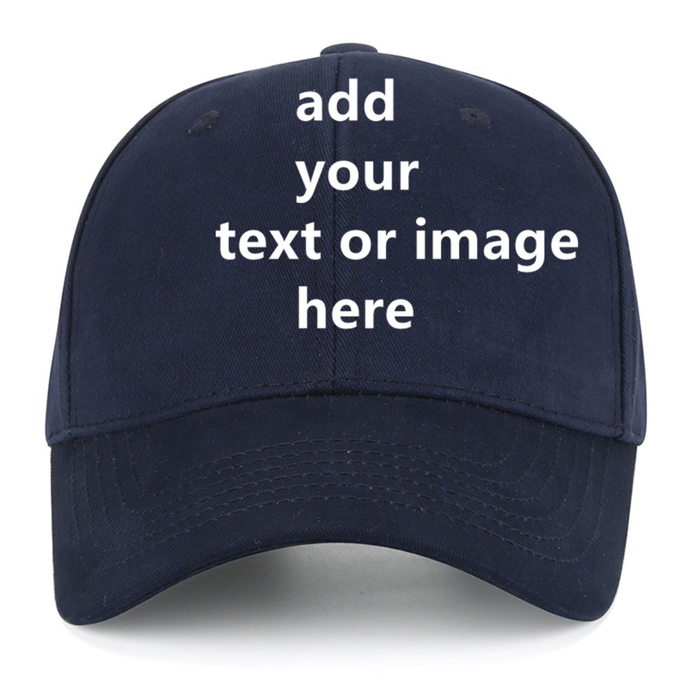 Custom Baseball Cap for Men Women - Personalized Hat Text/Logo/Image, Customized Adjustable Trucker Caps Casual Sun Peak Hat Travel & Gifts Dark Blue