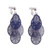 GRACE JUN Multi-layer Teardrop Clip on Earrings No PIerced for Women Fashion Ear Clip(Blue clip on)
