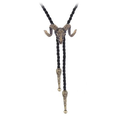 BRBAM Vintage Style Bolo Tie Western Cowboy Leather Rodeo Bolo Bola Tie Necktie for Man (Sheep Skull-G)