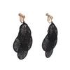 Grace Jun Handmade Multi-layer Clover Water Drop Shape Clip on Earrings No Pierced for Women (Black clip on) view 3
