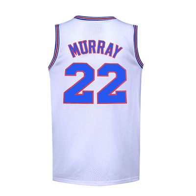 Mens Basketball Jerseys Movie 90S #22 Bill Murray Space Shirts (White, Small)