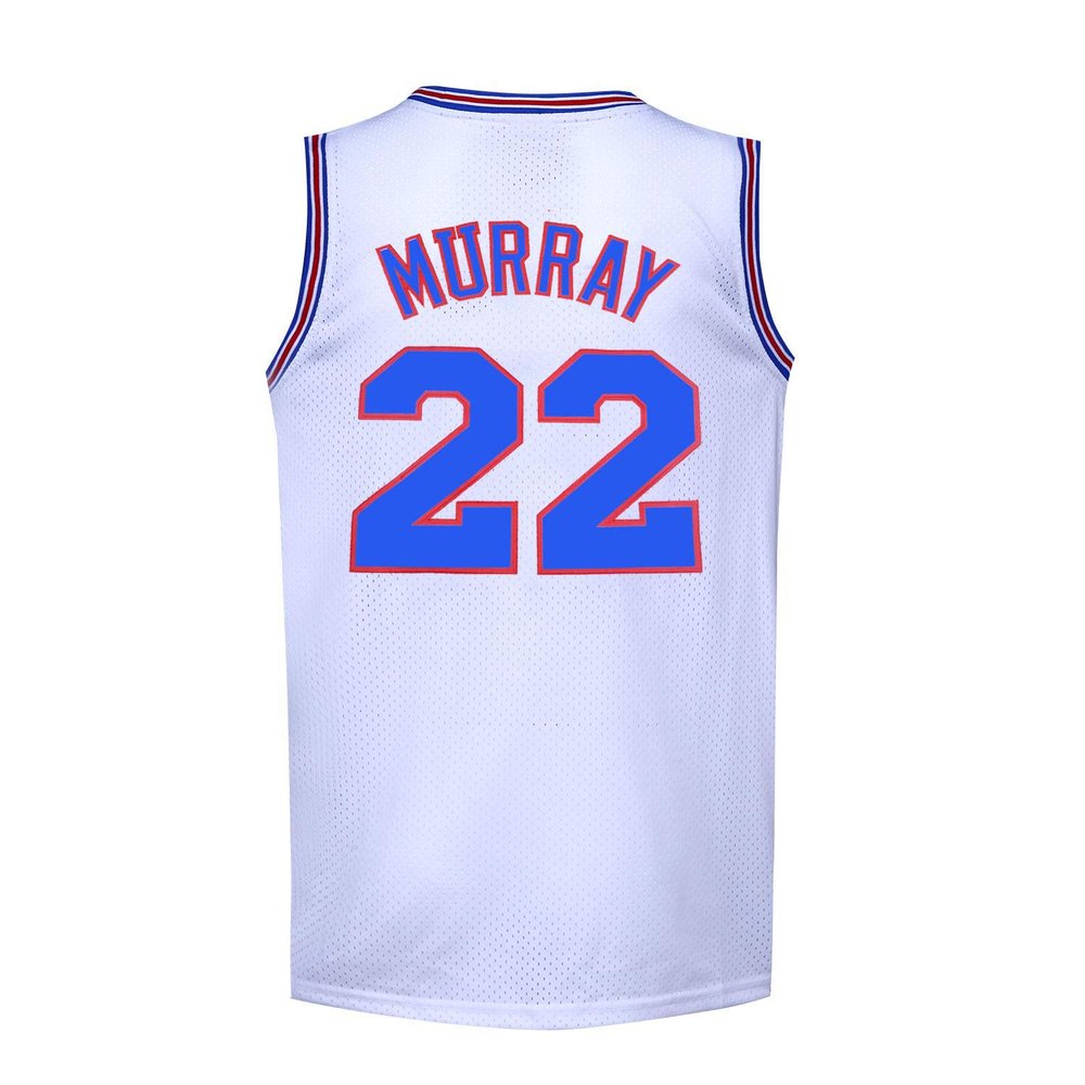 Mens Basketball Jerseys Movie 90S #22 Bill Murray Space Shirts (White, Small)