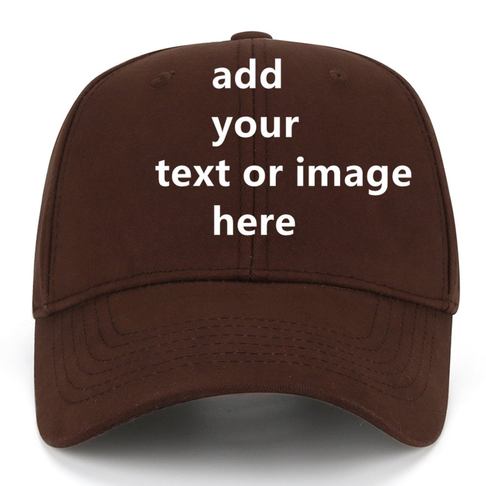 Custom Baseball Cap for Men Women - Personalized Hat Text/Logo/Image, Customized Adjustable Trucker Caps Casual Sun Peak Hat Travel & Gifts Brown