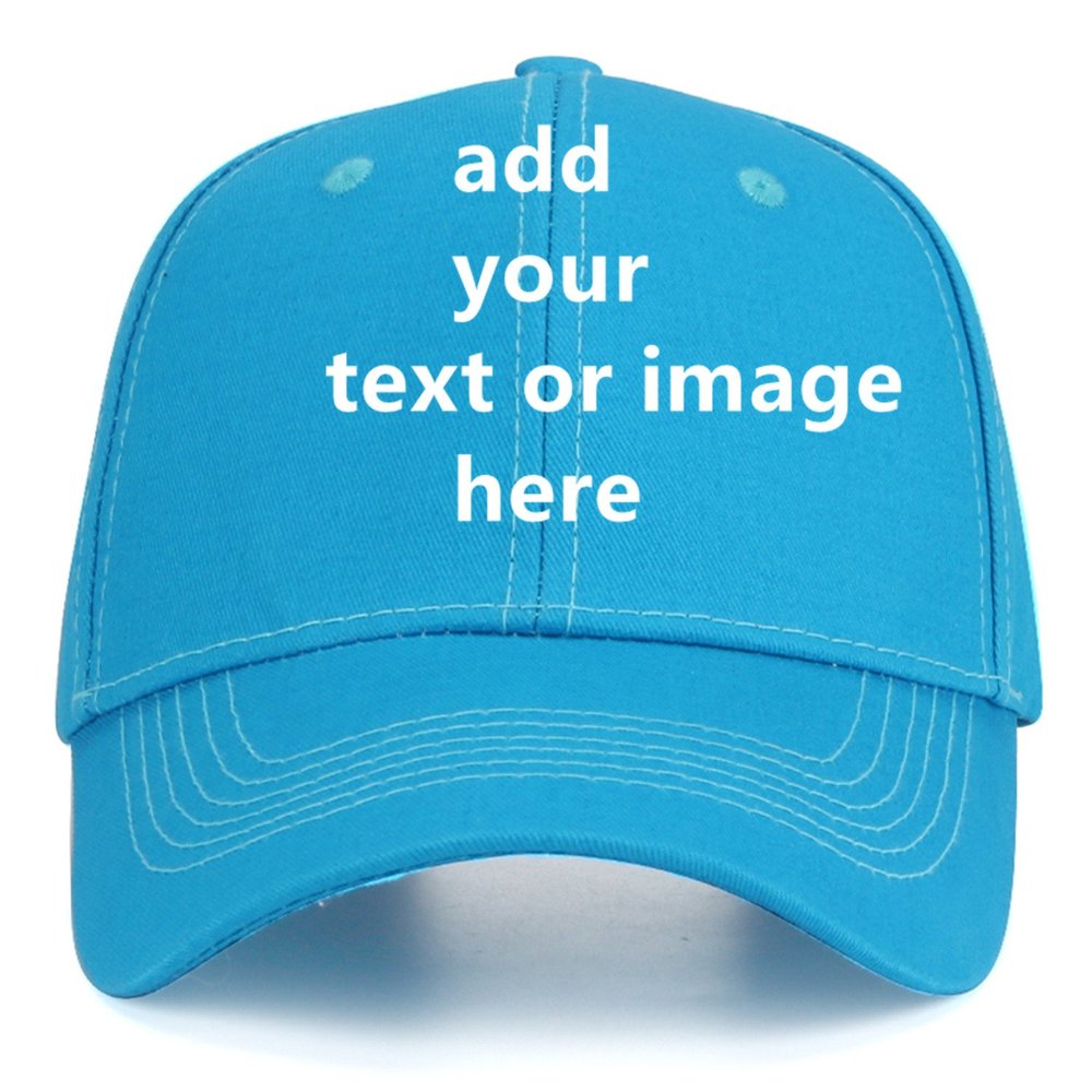 Custom Baseball Cap for Men Women - Personalized Hat Text/Logo/Image, Customized Adjustable Trucker Caps Casual Sun Peak Hat Travel & Gifts Blue