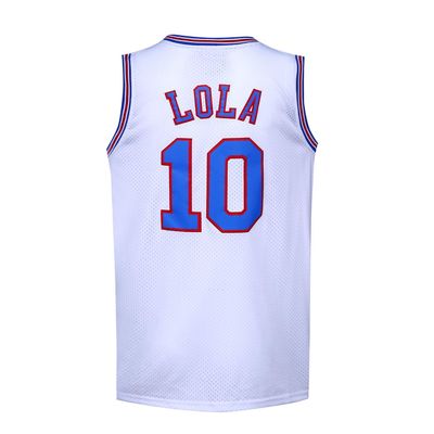 Men's Basketball Jersey #10 LOLA Space Movie Shirts (White, Large)
