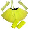 MA ONLINE Ladies Neon UV Long Fishnet Gloves Bead Leg Warmer Dance Wear 2 Layer Tutu Skirt Yellow US 4-10 view 1