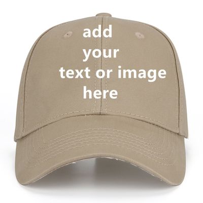 Custom Baseball Cap for Men Women - Personalized Hat Text/Logo/Image, Customized Adjustable Trucker Caps Casual Sun Peak Hat Travel & Gifts Khaki