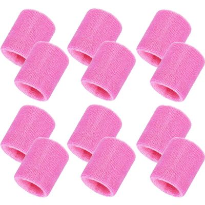 12 Pack Sweatbands Sports Wristband Cotton Sweat Band for Men and Women, Good for Tennis, Basketball, Running, Gym, Working Out (Pink)