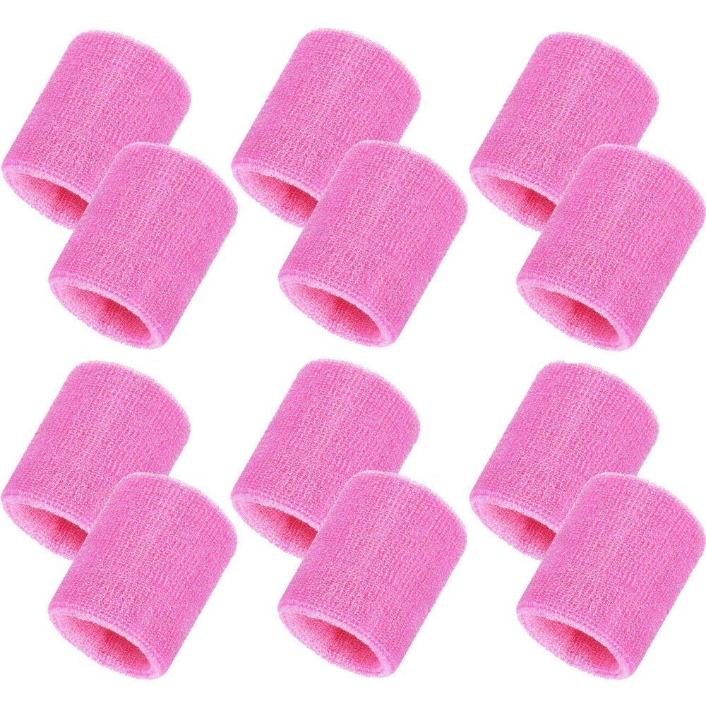 12 Pack Sweatbands Sports Wristband Cotton Sweat Band for Men and Women, Good for Tennis, Basketball, Running, Gym, Working Out (Pink)
