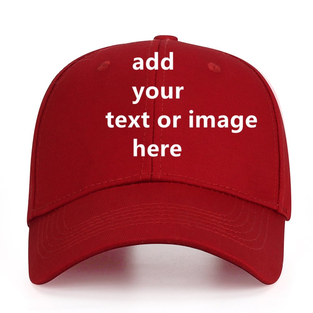 Custom Baseball Cap for Men Women - Personalized Hat Text/Logo/Image, Customized Adjustable Trucker Caps Casual Sun Peak Hat Travel & Gifts Wine Red