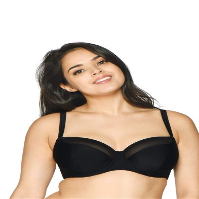 Curvy Kate Womens Junior Sheer Class Balcony Bikini Swimwear, -black, 36DD
