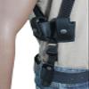 Barsony Black Leather Vertical Shoulder Holster w/Speed-Loader Pouch for 6" Llama Super Comanche Left view 2