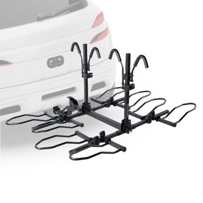 KAC Premium Bike Rack for Car, SUV, Hatchback Mount - 2" Anti-Wobble Hitch & Quick Release Lever for 4 Bikes - Heavy Duty Bicycle Carrier, Easy to Assemble/Install - Tire & Frame Straps Included