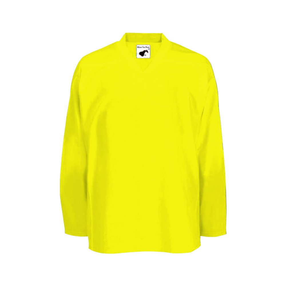 PEAR SOX Mesh Polyester Ice Hockey Jersey for Men's - Athletic Plain Practice/League/Team Jersey with Long Sleeves Neon Yellow