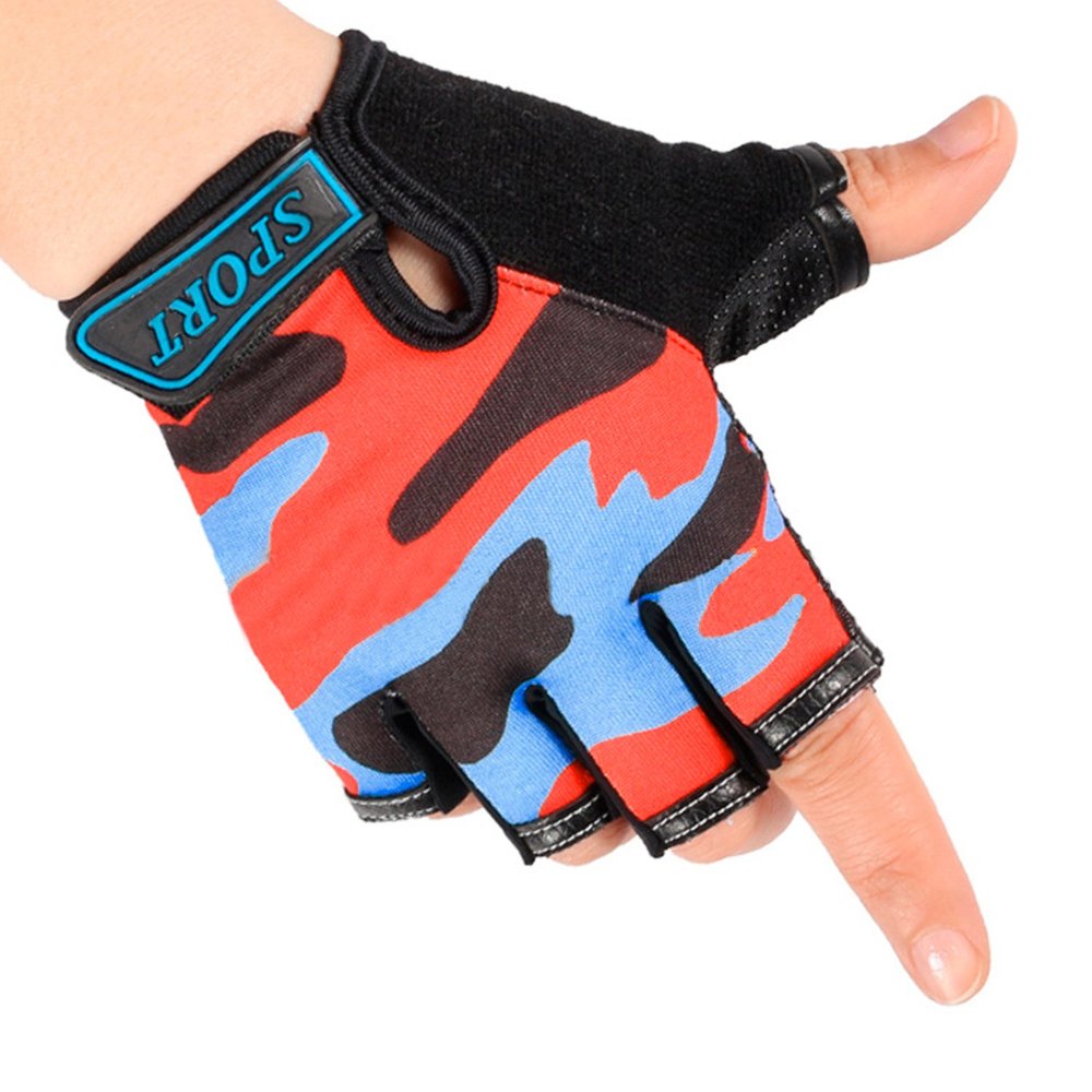 Cycling Gloves for Kids Girls Boys, Camouflage Non-slip Half Finger Riding Gloves Breathable Shockproof Fingerless Bike Gloves Roller Skating Hunting Climbing Bicycle Sports Gloves for Children/Women