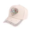 Girls Bling Rhinestone Baseball Cap Heart Shaped Snapback Sun Hat view 1