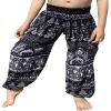 RaanPahMuang Smock Waist Baggy Arabian Viscose Rayon Pants with Two Tied Pockets, 3-6 Years, Paisley Black view 1