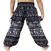 RaanPahMuang Smock Waist Baggy Arabian Viscose Rayon Pants with Two Tied Pockets, 3-6 Years, Paisley Black view 2
