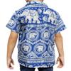 Full Funk Childrens Hawaiian Summer Smart Shirt Printed Rayon Asian Elephant Art, 10-12 Years, Elephant Zigzag Blue view 2