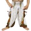 RaanPahMuang Smock Waist Baggy Arabian Viscose Rayon Pants with Two Tied Pockets, 1-3 Years, Peacock White view 1