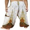 RaanPahMuang Smock Waist Baggy Arabian Viscose Rayon Pants with Two Tied Pockets, 1-3 Years, Peacock White view 2