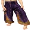 RaanPahMuang Smock Waist Baggy Arabian Viscose Rayon Pants with Two Tied Pockets, 1-3 Years, Peacock Purple view 1