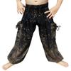 RaanPahMuang Smock Waist Baggy Arabian Viscose Rayon Pants with Two Tied Pockets, 1-3 Years, Foral Vine Black view 1