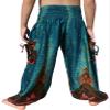 RaanPahMuang Smock Waist Baggy Arabian Viscose Rayon Pants with Two Tied Pockets, 1-3 Years, Peacock Teal Blue view 2
