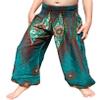 RaanPahMuang Smock Waist Baggy Arabian Viscose Rayon Pants with Two Tied Pockets, 3-6 Years, Eyes Teal Green view 1