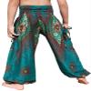 RaanPahMuang Smock Waist Baggy Arabian Viscose Rayon Pants with Two Tied Pockets, 3-6 Years, Eyes Teal Green view 2