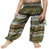 RaanPahMuang Smock Waist Baggy Arabian Viscose Rayon Pants with Two Tied Pockets, 1-3 Years, Paisley Green view 1
