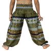 RaanPahMuang Smock Waist Baggy Arabian Viscose Rayon Pants with Two Tied Pockets, 1-3 Years, Paisley Green view 2