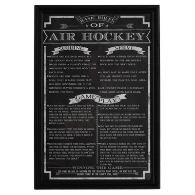 Carmelli Wall Art - Air Hockey Rules | Slate/White 18x12 Hanging Game Room Art