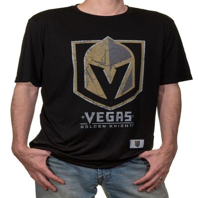 Calhoun NHL Mens Loose Fit Performance Rashguard Wicking Short Sleeve Shirt (Vegas Golden Knights, Medium)