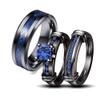 Couple Ring Bridal Set His Hers Women Black Gold Plated Blue CZ Men Celtic Dragon stainless steel Wedding Band Jewelry view 1