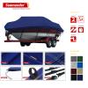 Seamander Waterproof Boat Cover, Solution-Dyed Yarn Marine Grade Cover Fits 20' to 22' ft Bass, V-Hull, Tri-Hull, Fish & Ski, Runabout Bowrider Boats - Heavy Duty Canvas Navy Blue view 2