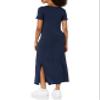Amazon Essentials Women's Jersey Standard-Fit Short-Sleeve Crewneck Side Slit Maxi Dress, Navy, Medium view 3