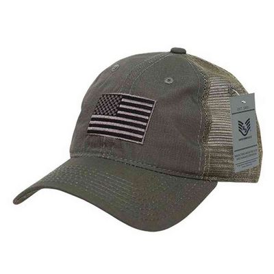 Rapiddominance Mens Ripstop Trucker Cap, USA Flag,Olive Drab, Olive Drab