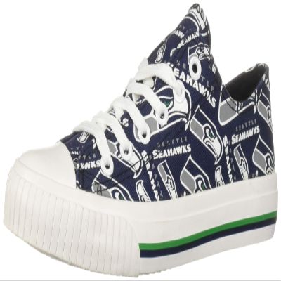 FOCO Seattle Seahawks NFL Womens Low Top Repeat Print Canvas Shoes - 7