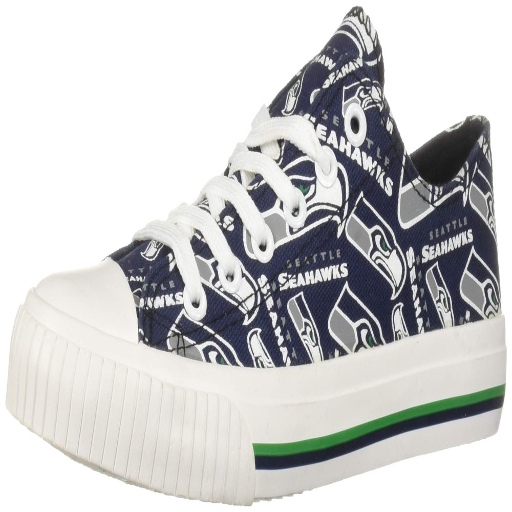 FOCO Seattle Seahawks NFL Womens Low Top Repeat Print Canvas Shoes - 7