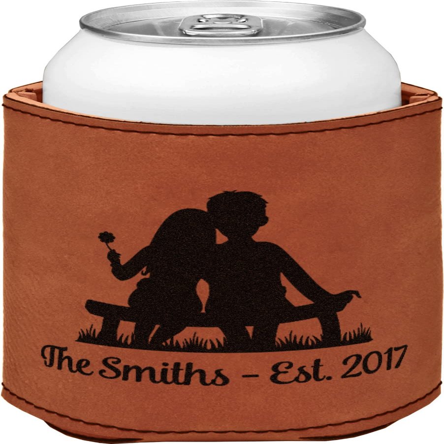 Personalized Happy Anniversary Leatherette Can Sleeve - Double Sided