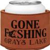 Personalized Gone Fishing Leatherette Can Sleeve - Double Sided view 1